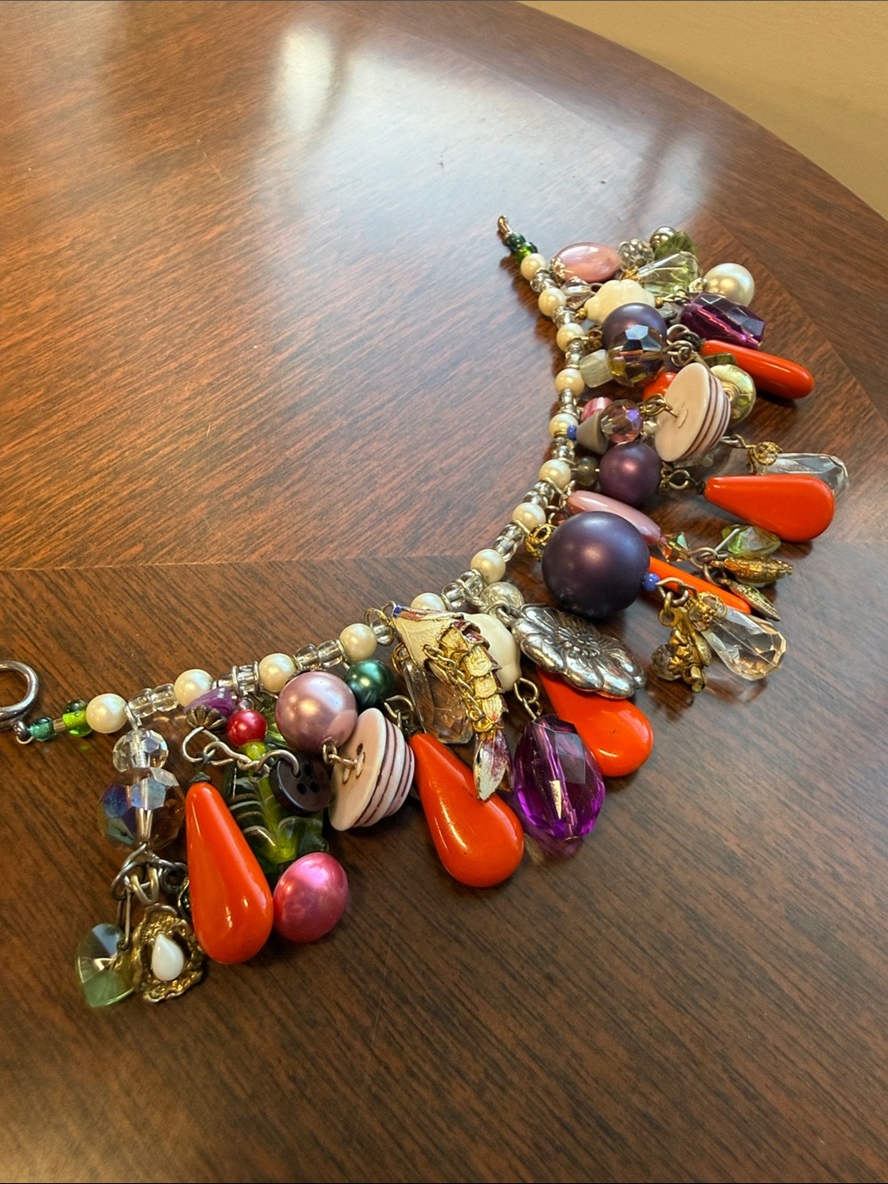 Colorful Vintage Charm Bracelet | Boho Statement Jewelry | Beaded